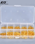 LEO 500pcs/box Multiple Sizes Golden Fishing Hooks Anti-corrosion Flat Head Barbed