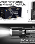 Tactica Flashlight X300-B/X300U-B/XU35: metal pistol gun strobe LED lights for 20mm rails, ideal for airsoft and hunting.