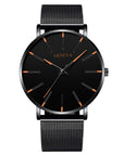 Minimalist Men's Fashion Ultra Thin Watches Simple Men Business Stainless Steel Mesh Belt Quartz Watch Relogio Masculino