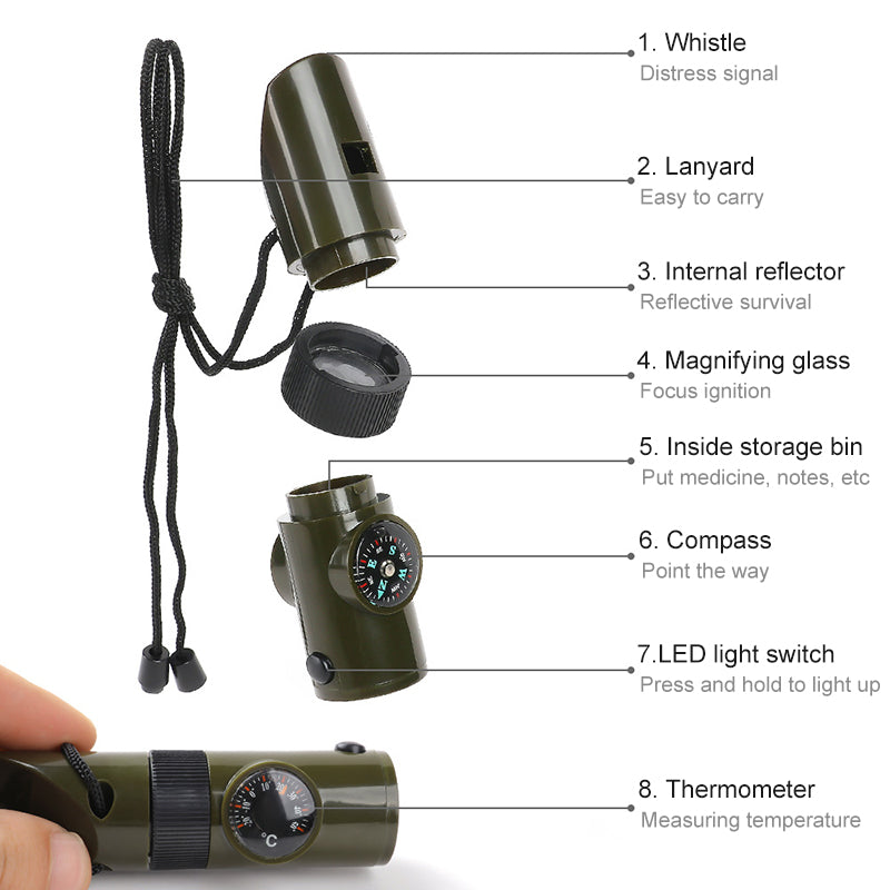 
  
  7 in 1 Survival Whistles Survival Whistle Emergency Emergency Whistles with Compass and Thermometer for Outdoor Hiking Camping
  
