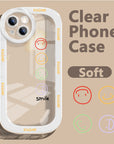 Smiley Face iPhone 14 phone case Apple 13pro transparent 12 simple 11 all inclusive xr men and women xsmax protective case