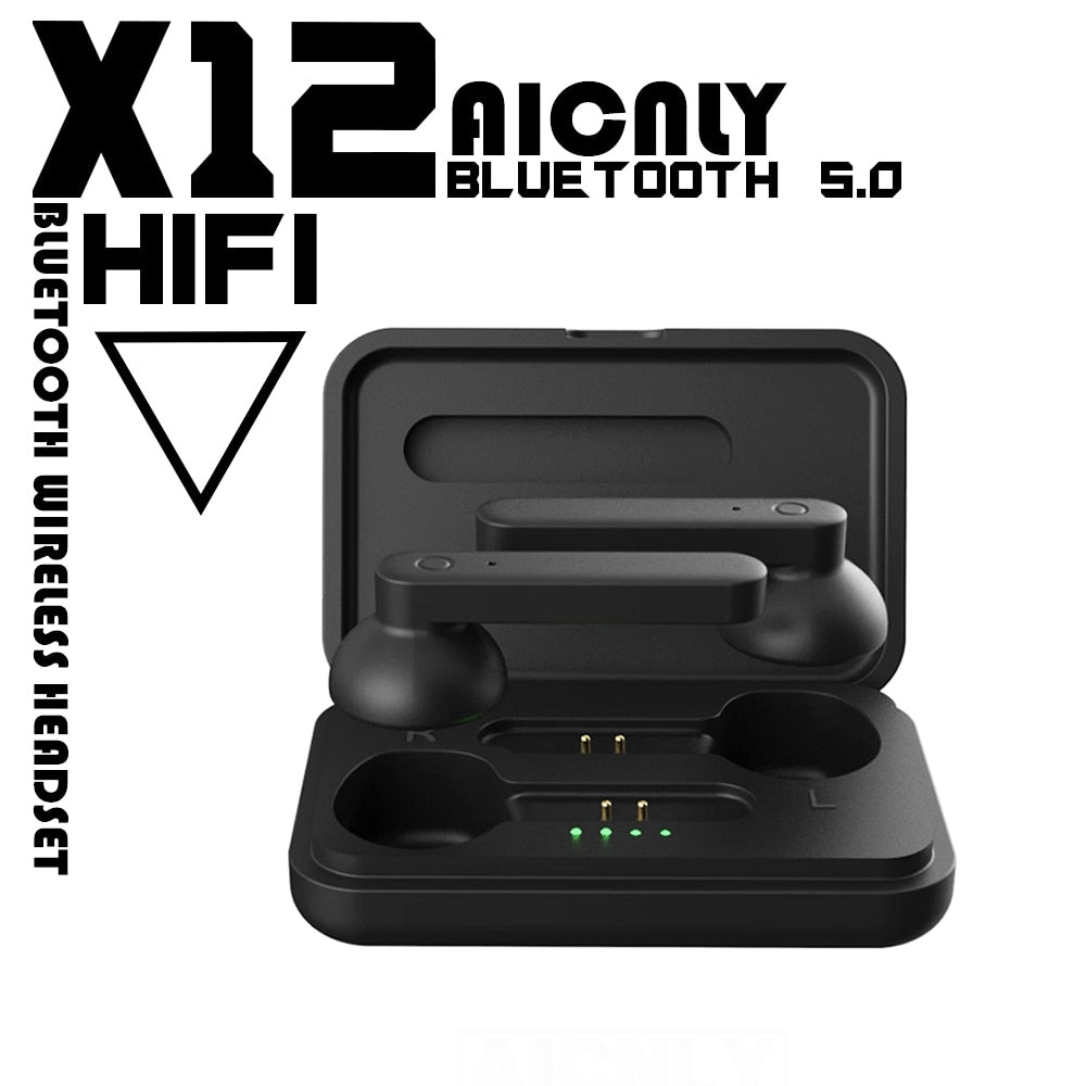 
  
  X12 TWS Bluetooth headphones Earbuds HIFI Sport  Wireless earphones Noise reduction In-Ear Headset For Black i9000 i12 Pro
  
