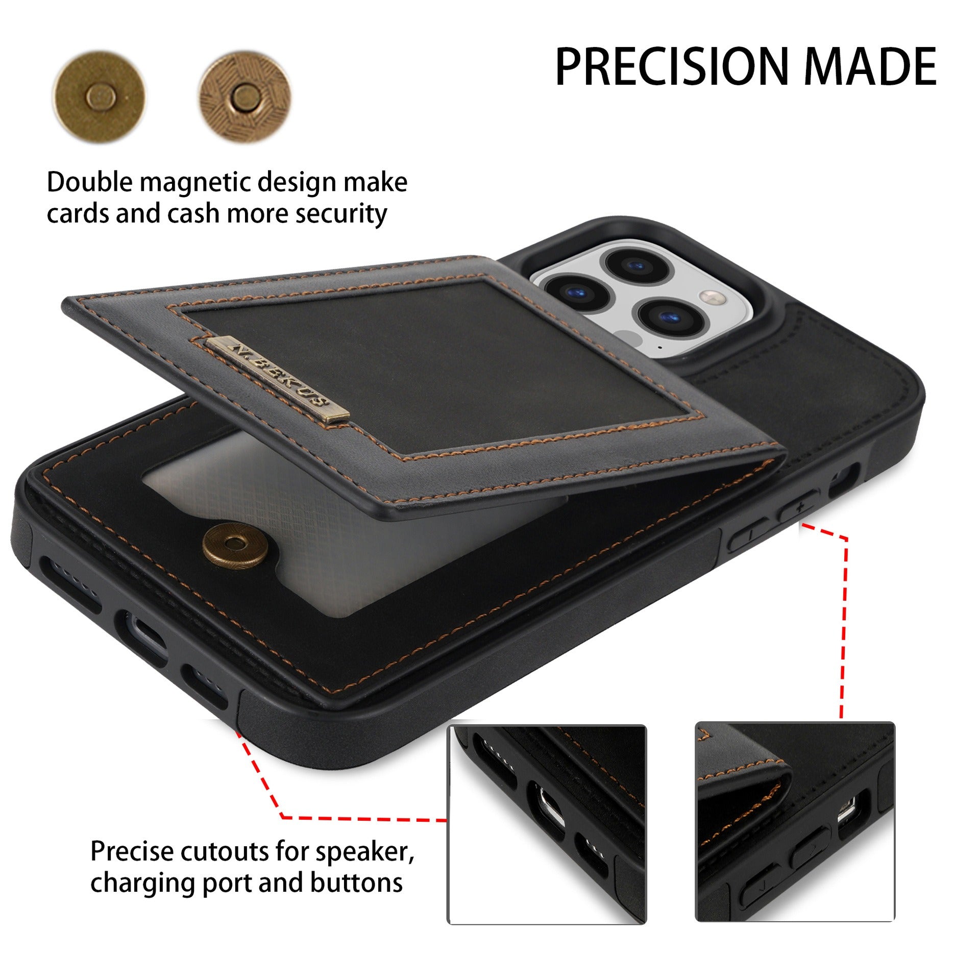 
  
  For iPhone 14ProMax Card Holder Phone Leather Case Samsung S23Ultra Photo Frame Magnetic Buckle Protective Case
  
