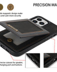 For iPhone 14ProMax Card Holder Phone Leather Case Samsung S23Ultra Photo Frame Magnetic Buckle Protective Case