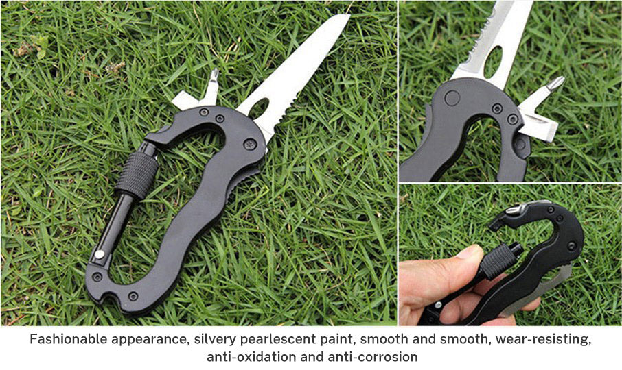 5 in 1 Outdoor Multi Function Mountaineering Buckle Fast Hanging Buckle Cross Screwdriver Carabiner Bottle Opener Wine Opener