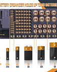 HFES Battery Storage Organizer Holder w/Tester Battery Caddy Rack Case Box Holders Including Battery Checker For AAA AA C D 9V