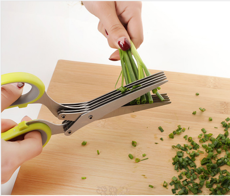 
  
  Tainless Steel Multi-function Kitchen Multi-layer Spice Chopped Green Onion Cut Five-layer Scissors
  
