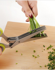 Tainless Steel Multi-function Kitchen Multi-layer Spice Chopped Green Onion Cut Five-layer Scissors