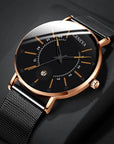 Men Watches Luxury Fashion Mens Business Watch Ultra Thin Thin Stainless Steel Mesh Belt Quartz Wrist Watch reloj hombre