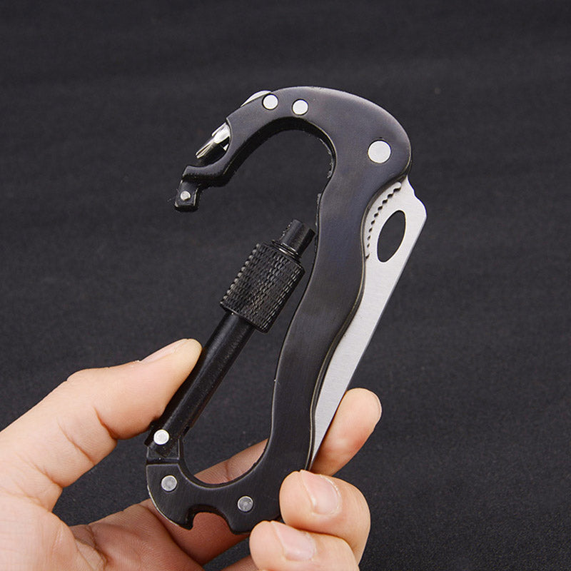 
  
  5 in 1 Outdoor Multi Function Mountaineering Buckle Fast Hanging Buckle Cross Screwdriver Carabiner Bottle Opener Wine Opener
  
