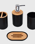 Light Luxury Bamboo and Wood Bathroom Set, Wash Basin, Table Top, Toilet Supplies, Plastic Toilet Brush, Garbage Bin