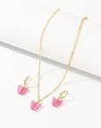 2pcs/set Fashion Acrylic Butterfly Stud Cute Butterfly Pendant Necklace For Women Colorful Girls Jewelry Gifts