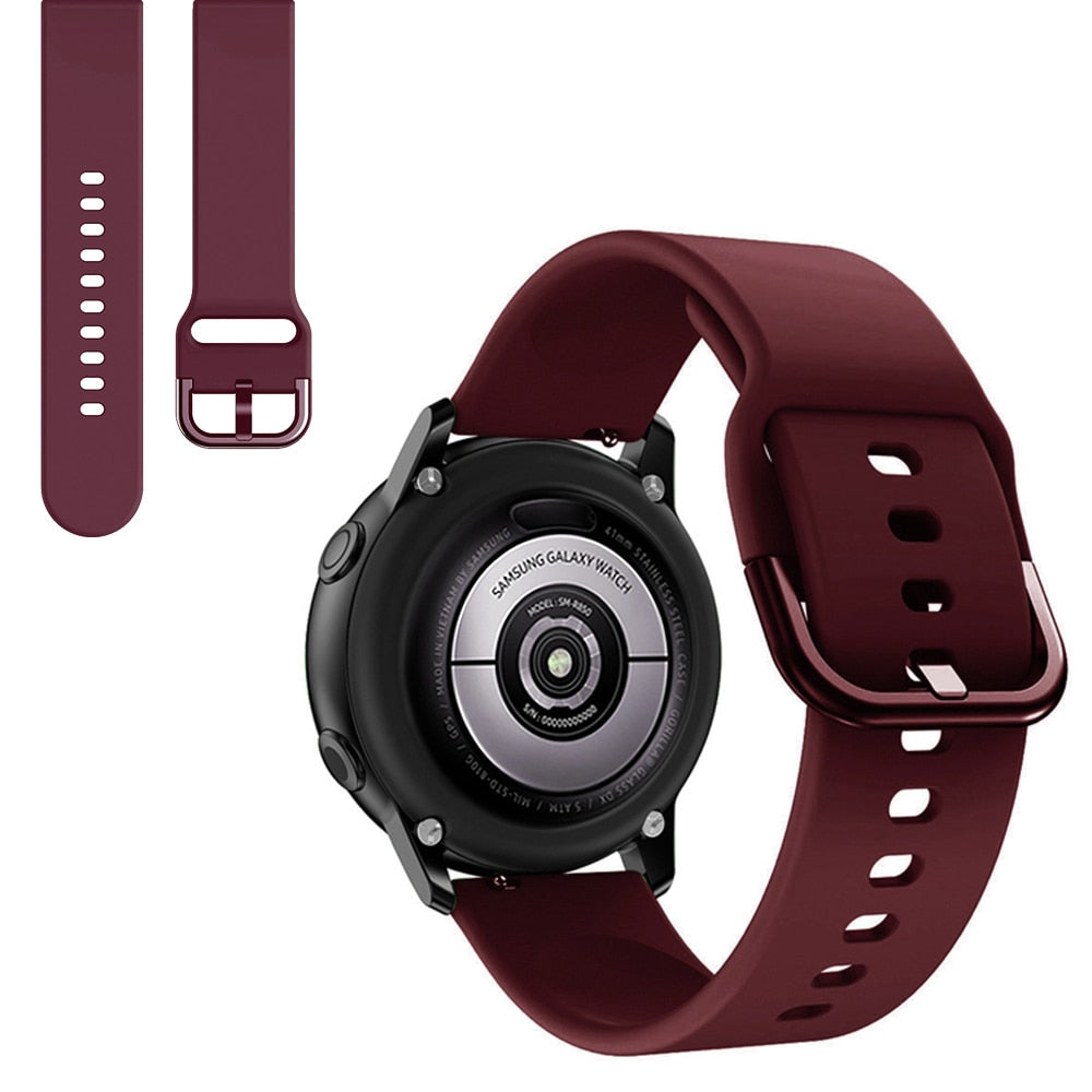 Suitable for Samsung Galaxy Watch Active2 Solid Color Silicone Strap 20/22mm Universal Strap