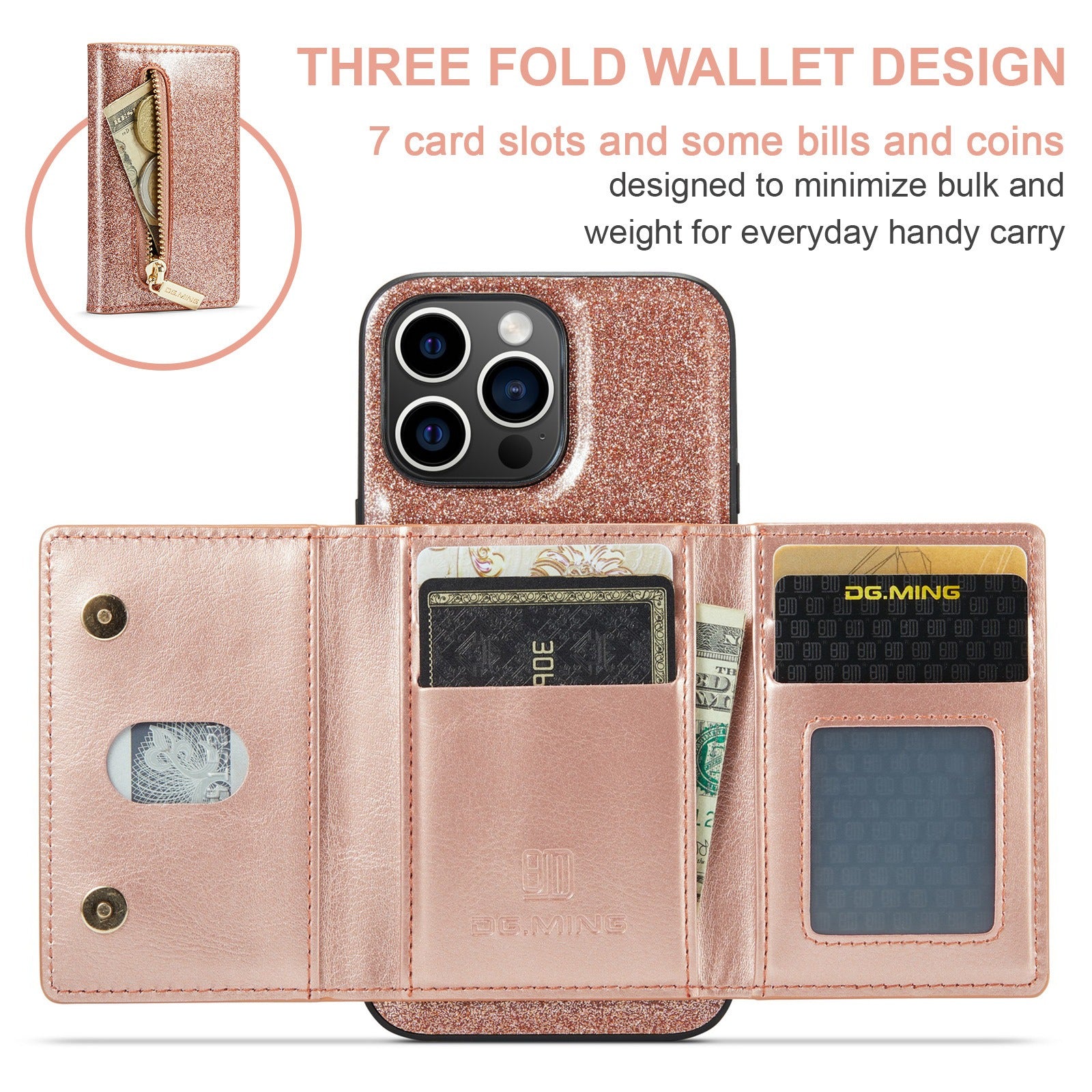 
  
  M3 For iPhone 14 Pro Max Glitter Wallet Protective Case iPhone 14 Pro Two In One Magnetic Phone Case
  
