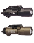 Tactica Flashlight X300-B/X300U-B/XU35: metal pistol gun strobe LED lights for 20mm rails, ideal for airsoft and hunting.