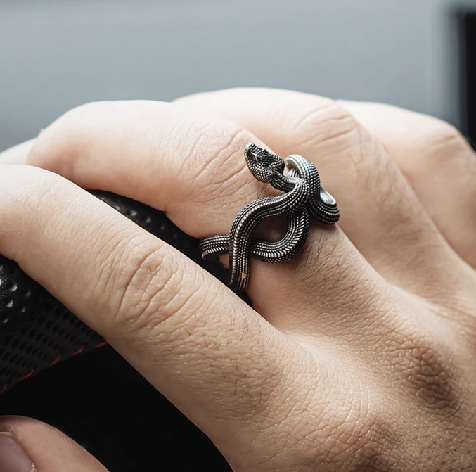 
  
  Python ring dark punk three dimensional snake ring snake winding ring
  
