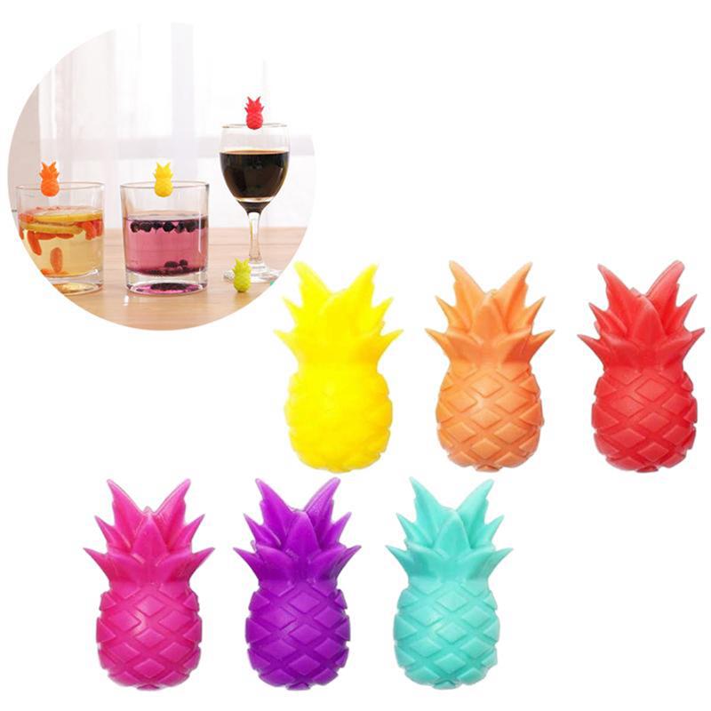 
  
  6pcs Silicone Red Wine Glass Marker Creative Pineapple Marker Charm Drinking Glass Identification Cup Labels Tag Signs for Party
  
