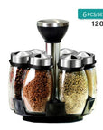 Rotating Cruet Condiment Seasoning Jars Set for Spices Pepper Sprays Bottles Salt Shakers Holder Kitchen Storage Rack Organizer