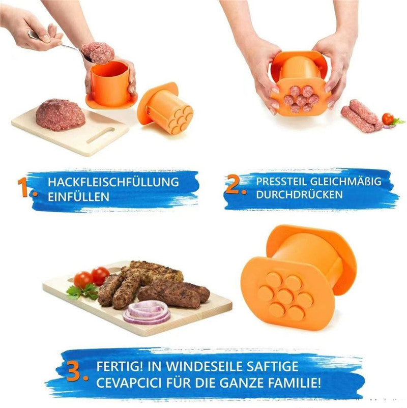 
  
  Meat Strip Hot Dog Maker Kitchen Gadget Squeeze Meat Strip Meatball Model Sausage Mold Meat Press
  
