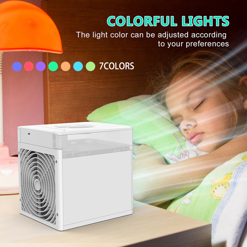 
  
  Mini Air Conditioner Air Cooler Fan 7 Colors Light USB Portable Air Conditioner Sterilization isinfection Air Cooling Fan
  
