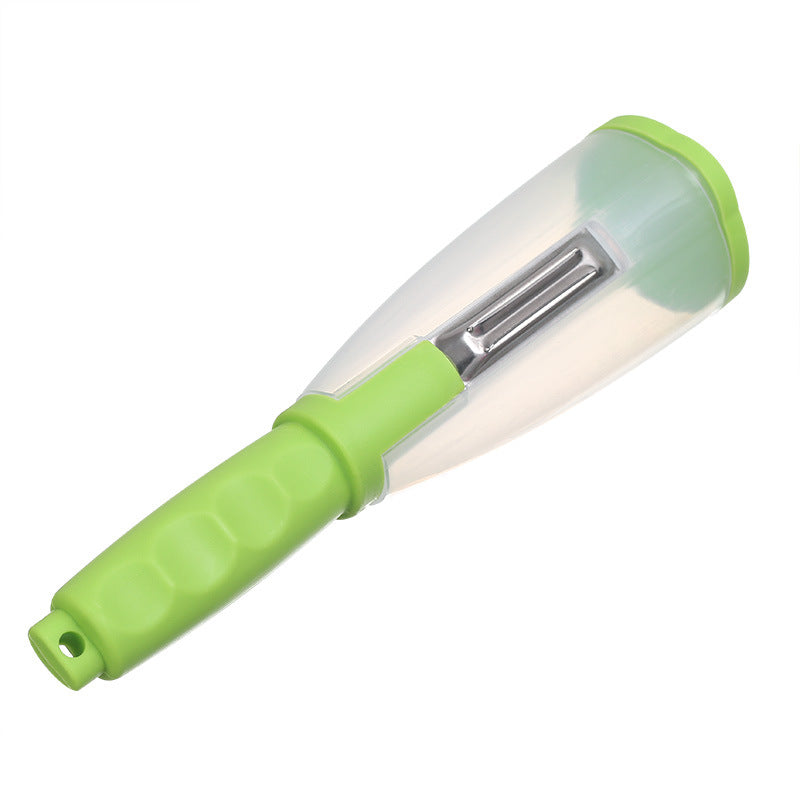 
  
  Peeler With Handle Roll Skin Tube Storage Box  Apple Carrot Cucumber Stainless Steel Multi-Function Storage Type Peeling Knife
  
