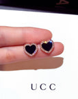 Cute Korean Earrings Heart Bling Zircon Stone Rose Gold Stud Earrings for Women Fashion Jewelry New Gift