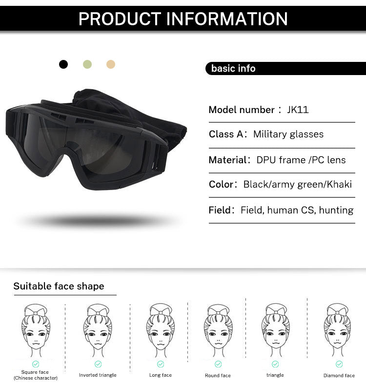 
  
  Military Tactical Goggles Outdoor Windproof Sports Army Airsoft Shooting Glasses Cycling Mountaineering Eyewear UV400
  
