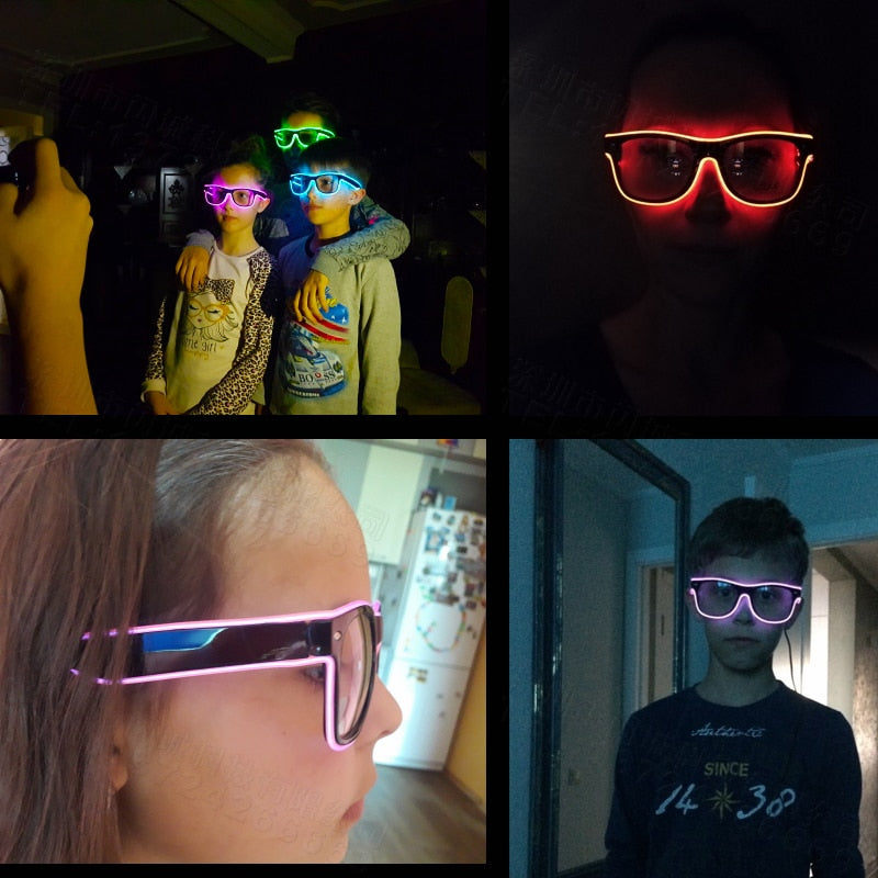 
  
  Voice control EL Wire LED Glasses Glowing Party Supplies Lighting Novelty Gift Bright Light Festival Party Glow Sunglasses
  
