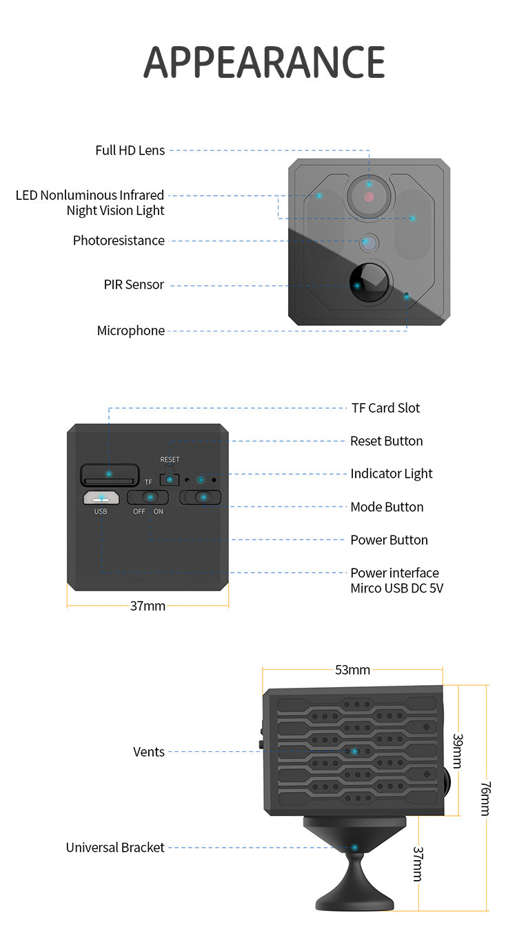 
  
  S3 HD camera Human home infrared sensor security monitoring low power WiFi camera A9 camera
  
