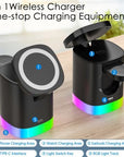 3 In 1 Magnetic Wireless Fast Charger For Smart Phone RGB Ambient Light Charging Station For Airpods IWatch