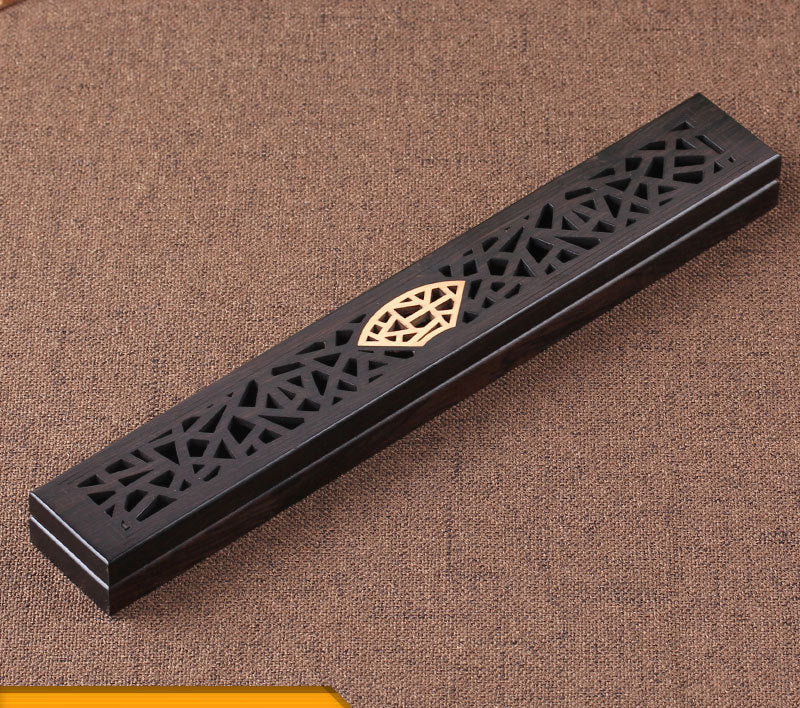 
  
  Wooden thread incense box, black sandalwood inlaid with boxwood, sleeping incense burner, incense burner, household indoor agarw
  
