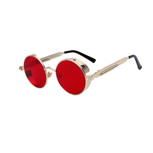 Round Metal Steampunk Sunglasses for Men Women