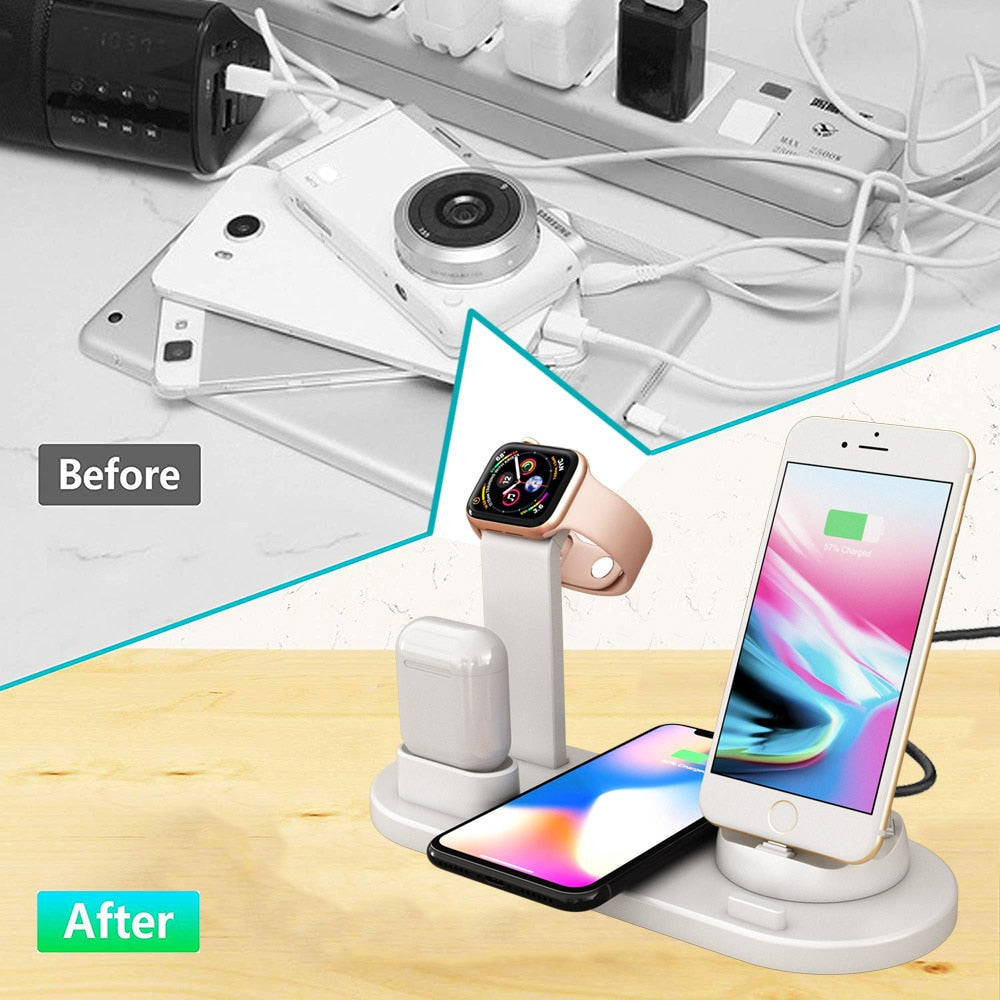 
  
  4 in 1 Wireless Charging Dock Station For Apple Watch iPhone X XS XR MAX 11 Pro 8 Airpods 10W Qi Fast Charger Stand Holder
  
