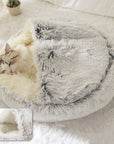 Pet Dog Cat Bed Round Plush Cat Warm Bed House Soft Long Plush Bed For Small Dogs For Cats Nest 2 In 1 Cat Bed