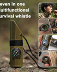 7 in 1 Survival Whistles Survival Whistle Emergency Emergency Whistles with Compass and Thermometer for Outdoor Hiking Camping