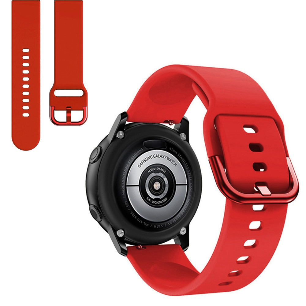 Suitable for Samsung Galaxy Watch Active2 Solid Color Silicone Strap 20/22mm Universal Strap