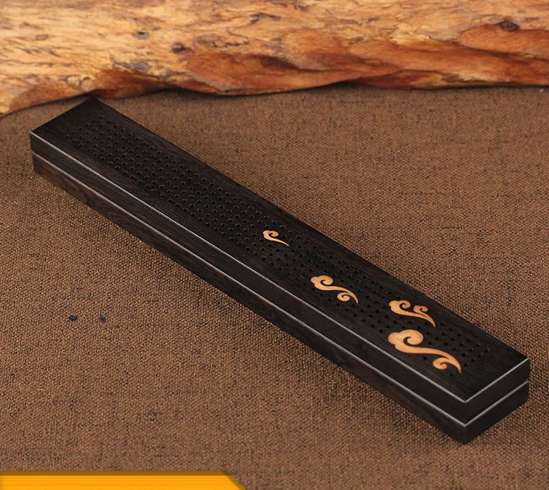 
  
  Wooden thread incense box, black sandalwood inlaid with boxwood, sleeping incense burner, incense burner, household indoor agarw
  
