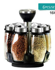 Rotating Cruet Condiment Seasoning Jars Set for Spices Pepper Sprays Bottles Salt Shakers Holder Kitchen Storage Rack Organizer