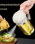 Food Grade Oil Pot Dual Use Glass Oil Spray Bottle Household Spray Sesame Oil Bottle Automatic Opening and Closing