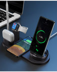 10W 7 in 1 Wireless Smart Desk Charging Dock Station Fast Charge Multifuntional Mobile Phone Watch Headsets Charging Station