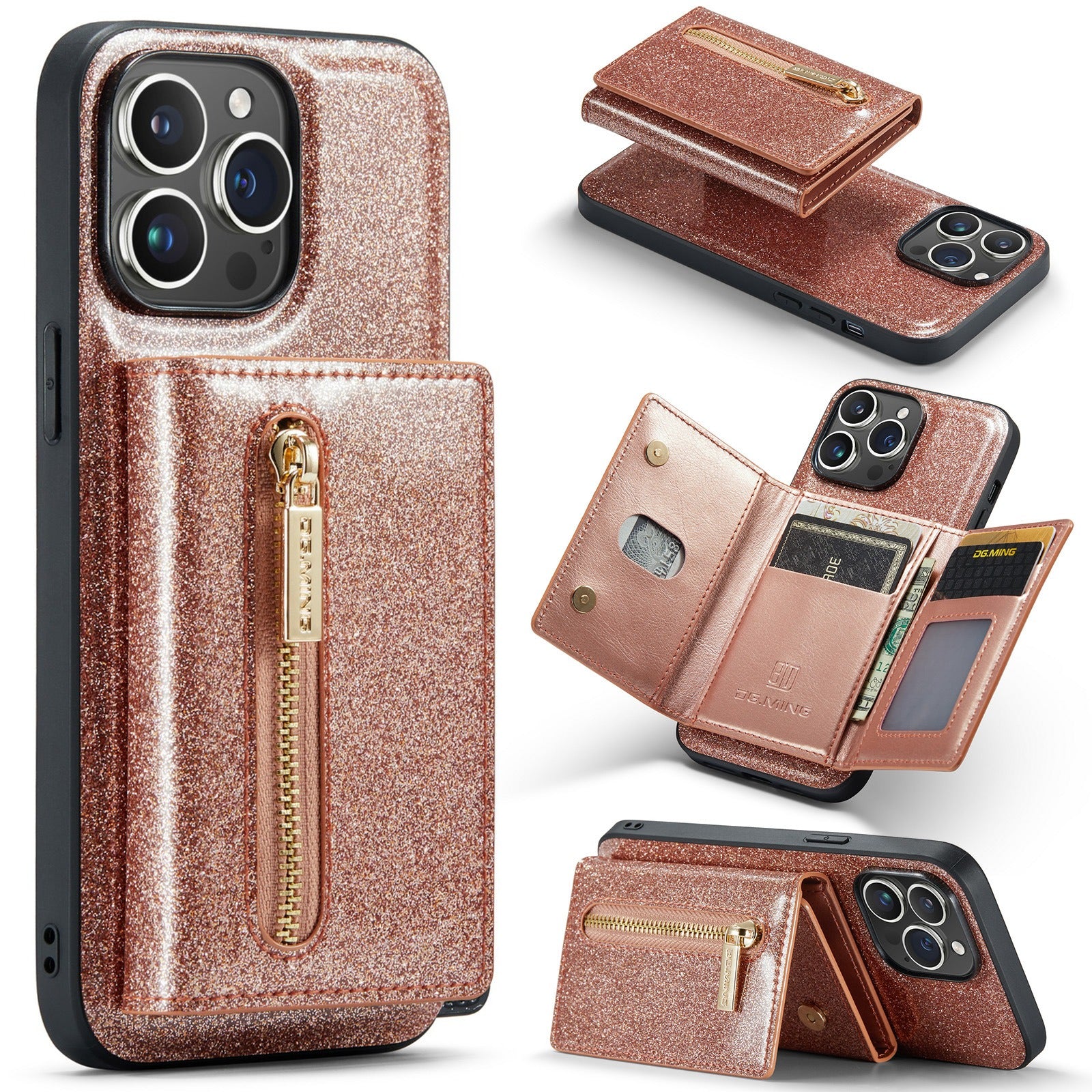 
  
  M3 For iPhone 14 Pro Max Glitter Wallet Protective Case iPhone 14 Pro Two In One Magnetic Phone Case
  
