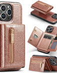 M3 For iPhone 14 Pro Max Glitter Wallet Protective Case iPhone 14 Pro Two In One Magnetic Phone Case