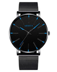 Minimalist Men's Fashion Ultra Thin Watches Simple Men Business Stainless Steel Mesh Belt Quartz Watch Relogio Masculino