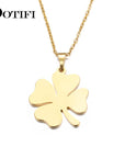 DOTIFI Stainless Steel Necklace For Women Man Lover's Clover Gold And Silver Color Pendant Necklace Engagement Jewelry