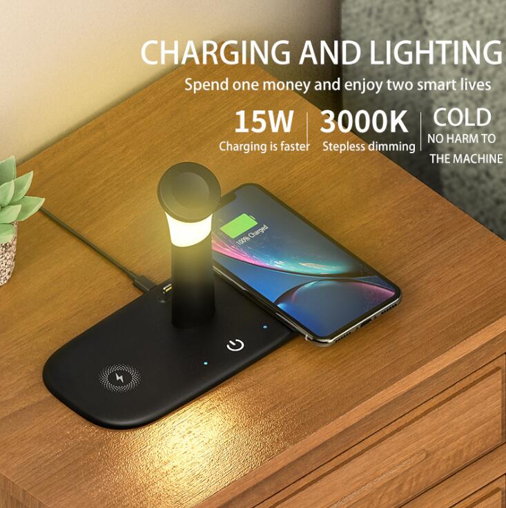 
  
  15W Qi Fast Wireless Charger For iPhone 12 11 XR X 8 Apple Watch 5 in 1 With Light Lamp Charging Dock Station Airpods Pro iWatch
  
