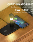 15W Qi Fast Wireless Charger For iPhone 12 11 XR X 8 Apple Watch 5 in 1 With Light Lamp Charging Dock Station Airpods Pro iWatch