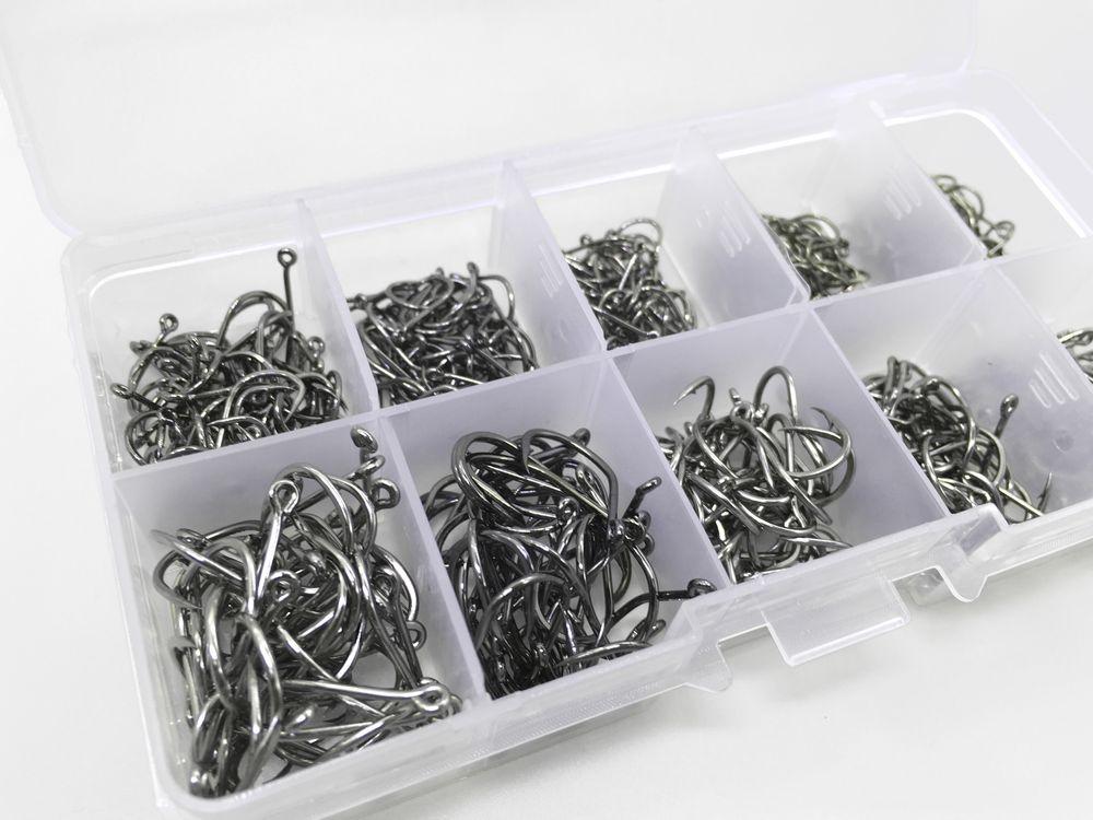 
  
  Rompin 500pcs/set mixed size #3~12 high carbon steel carp fishing hooks pack with hole with Retail Original box Jigging Bait
  
