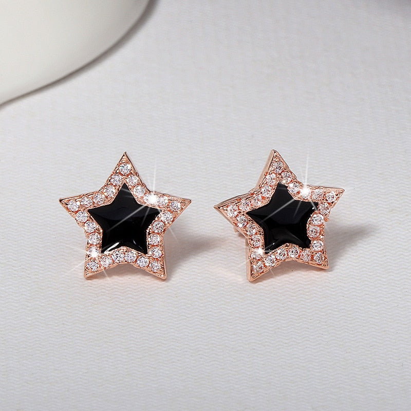 
  
  Cute Korean Earrings Heart Bling Zircon Stone Rose Gold Stud Earrings for Women Fashion Jewelry New Gift
  
