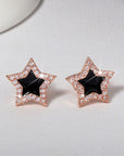 Cute Korean Earrings Heart Bling Zircon Stone Rose Gold Stud Earrings for Women Fashion Jewelry New Gift