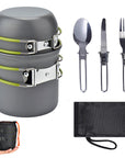 Outdoor Equipment, Outdoor Set Pot, 1-2 Person Portable Camping Cookware With Tableware Ds-101